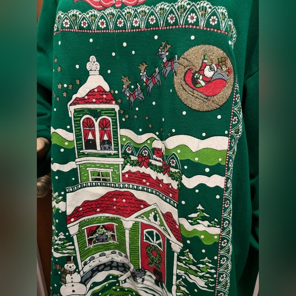 Christmas Nightgown Green Vintage - Picture 3 of 11